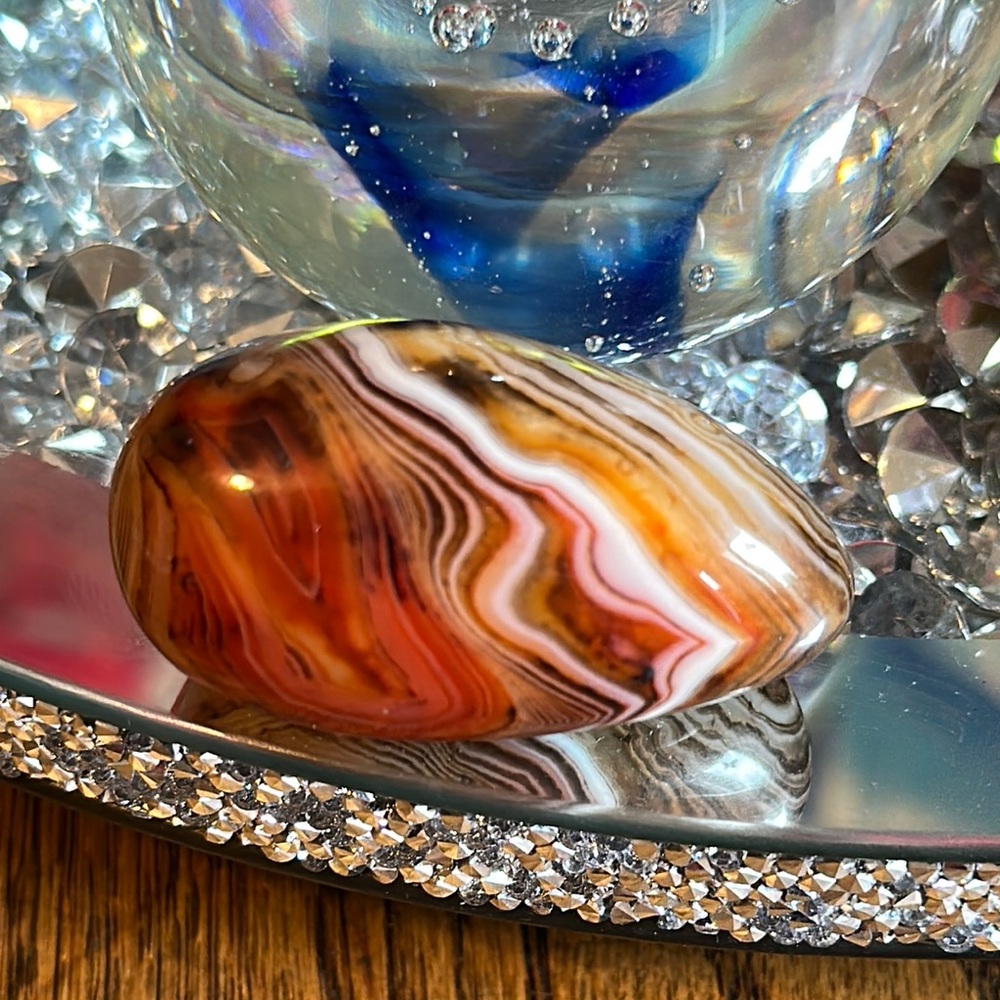 Agate Decorative Palm Stone - Multicolor